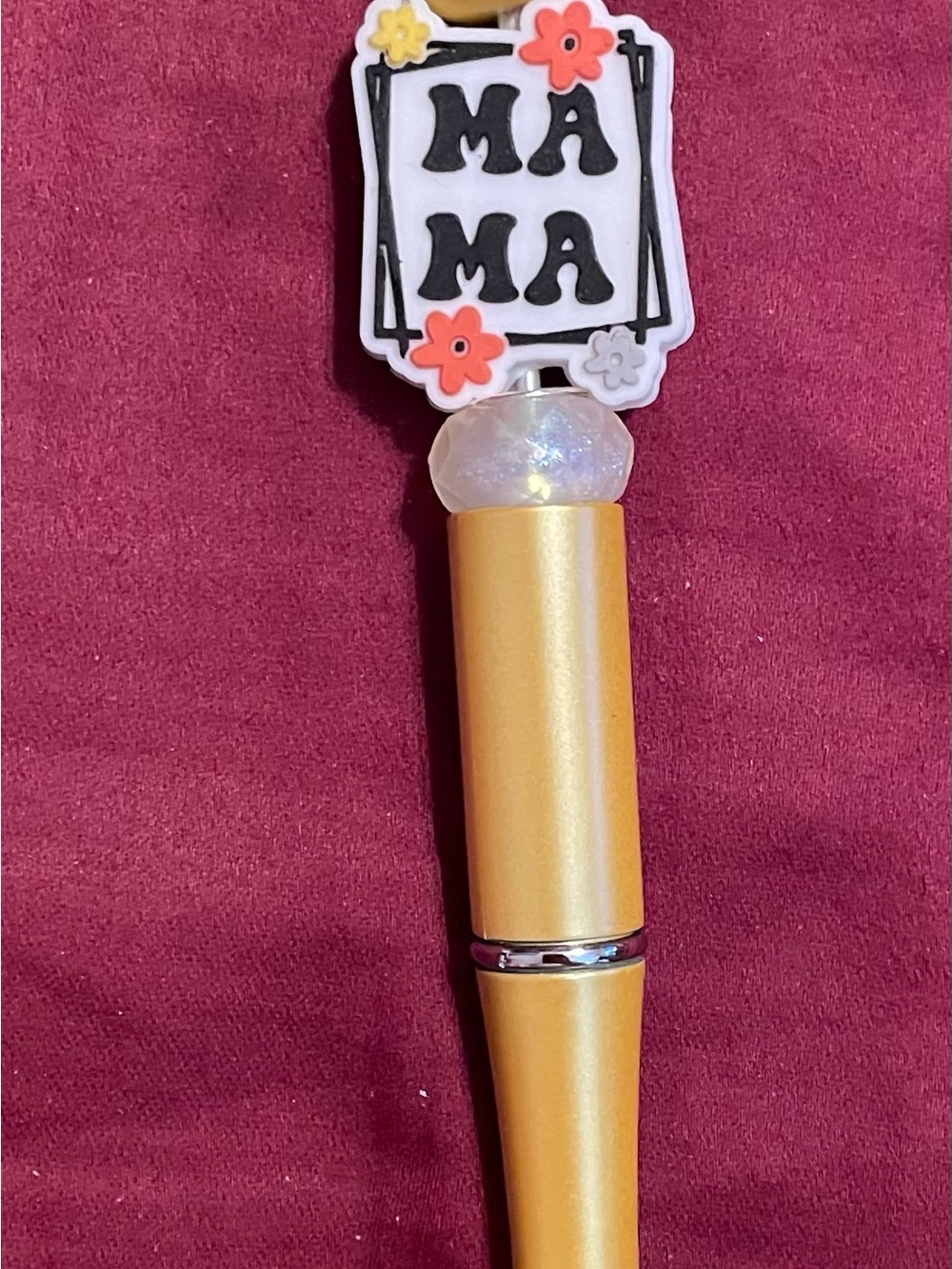 MAMA Decorative Gold Pen with Floral Topper
